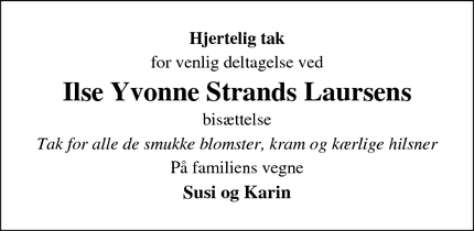 Taksigelsen for Ilse Yvonne Strands Laursen - Frederiksværk