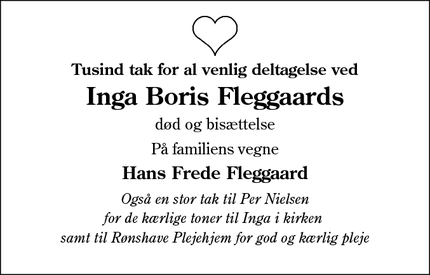Taksigelsen for Inga Boris Fleggaards - Kollund Østerskov