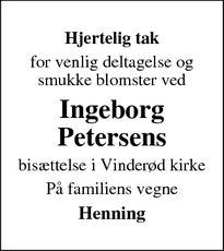 Taksigelsen for Ingeborg Petersens - Frederiksværk