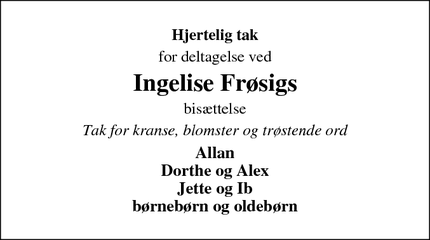 Taksigelsen for Ingelise Frøsig - Struer