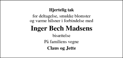 Taksigelsen for Inger Bech Madsen - Dalby