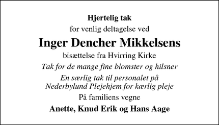 Taksigelsen for Inger Dencher Mikkelsen - Rask Mølle