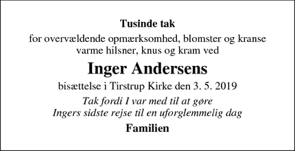 Taksigelsen for Inger Andersens - Ebeltoft