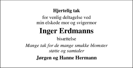 Taksigelsen for Inger Erdmanns - SÆBY