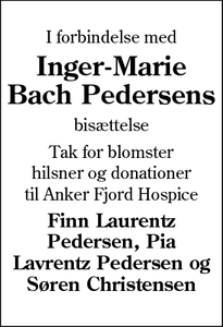 Taksigelsen for Inger-Marie Bach Pedersens - Vojens