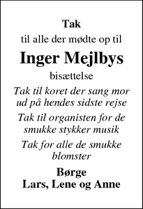 Taksigelsen for Inger Mejlbys - Faxe Ladeplads