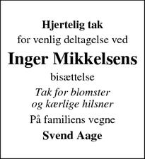 Taksigelsen for Inger Mikkelsen - Viborg