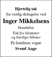 Taksigelsen for Inger Mikkelsen - Viborg