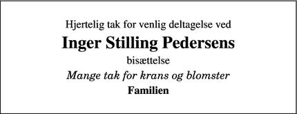 Taksigelsen for Inger Stilling Pedersens - Randers