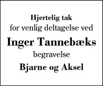 Taksigelsen for Inger Tannebæks - Sdr Felding 