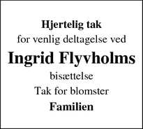 Taksigelsen for Ingrid Flyvholms - harboøre