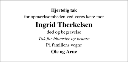 Taksigelsen for Ingrid Therkelsen - Hedensted