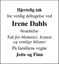Taksigelsen for Irene Dahl - Haderslev