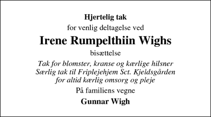 Taksigelsen for Irene Rumpelthiin Wigh - Viborg