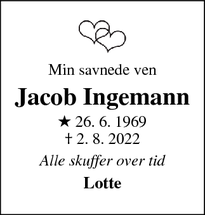 Dødsannoncen for Jacob Ingemann - Slagelse