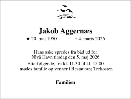 Dødsannoncen for Jakob Aggern&aelig;s - Sørningevej 9, 4450 Jyderup