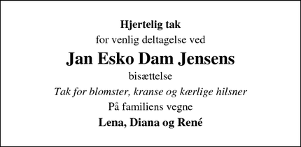 Taksigelsen for Jan Esko Dam Jensen - Albertslund