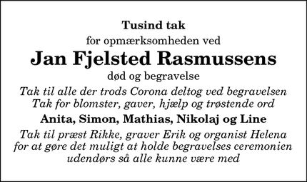 Taksigelsen for Jan Fjelsted Rasmussens - Kgs. Tisted