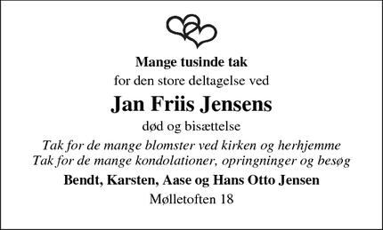 Taksigelsen for Jan Friis Jensens - Brejning