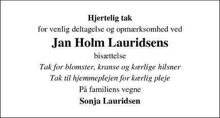 Taksigelsen for Jan Holm Lauridsen - Nordborg