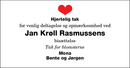 Taksigelsen for Jan Krøll Rasmussens - Nørre Alslev