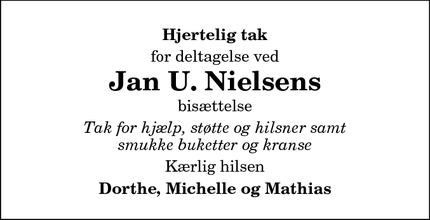 Taksigelsen for Jan U. Nielsens - Thisted