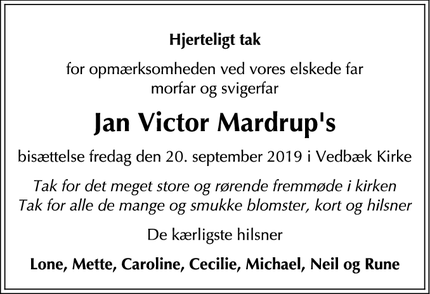 Taksigelsen for Jan Victor Mardrup's - Vedbæk