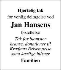 Taksigelsen for Jan Hansen - Esbjerg