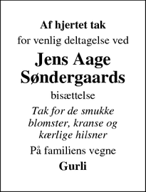 Taksigelsen for Jens Aage Søndergaard - Otterup