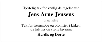 Taksigelsen for Jens Arne Jensens - Billund