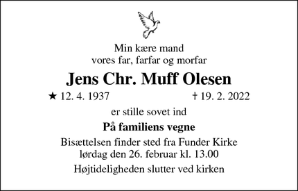 Dødsannoncen for Jens Chr. Muff Olesen - Silkeborg