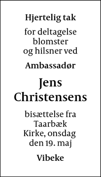 Taksigelsen for Jens Christensens - ingen