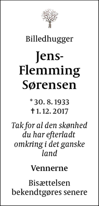 Dødsannoncen for Jens-Flemming Sørensen - Pietrasanta - Italien