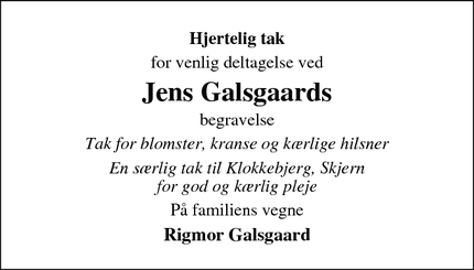 Taksigelsen for Jens Galsgaard - Ringkøbing