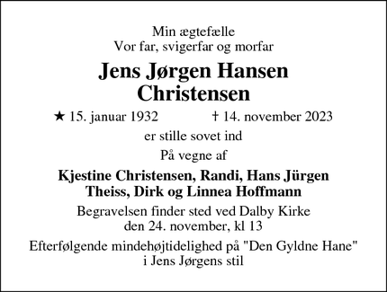 Dødsannoncen for Jens Jørgen Hansen
Christensen - Kolding 