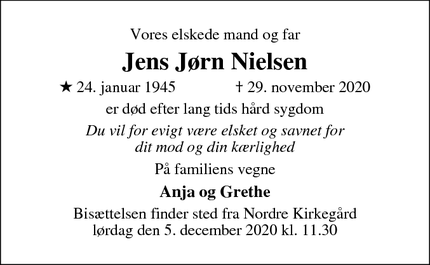 Dødsannoncen for Jens Jørn Nielsen - Randers