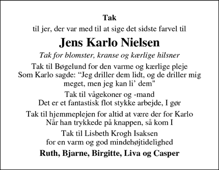 Taksigelsen for Jens Karlo Nielsen - Struer