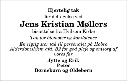 Taksigelsen for Jens Kristian Møllers - Viborg