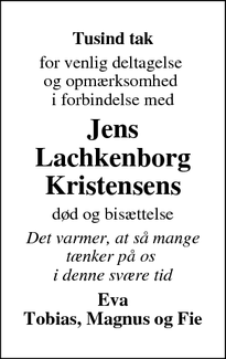 Taksigelsen for Jens Lachkenborg
Kristensens - Fanø