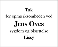 Taksigelsen for Jens Oves - Nimtofte