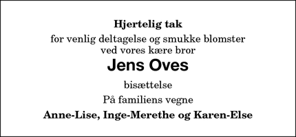 Taksigelsen for Jens Oves - Nykøbing F