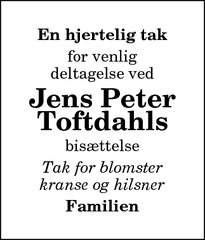 Taksigelsen for Jens Peter
Toftdahl - Sønderhå