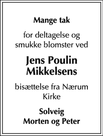 Taksigelsen for Jens Poulin
Mikkelsens - Gl. Holte, 2840