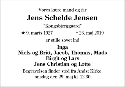 Dødsannoncen for Jens Schelde Jensen - Lunderskov