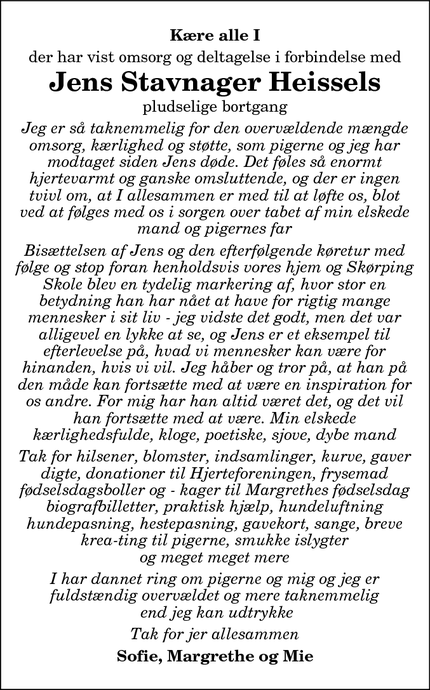 Taksigelsen for Jens Stavnager Heissels - Hadsund