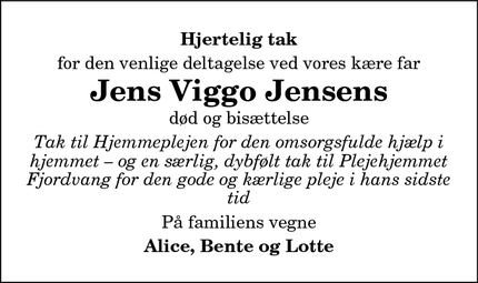Taksigelsen for Jens Viggo Jensen - 9560 Hadsund