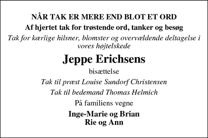 Taksigelsen for Jeppe Erichsen - Sydals