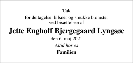 Taksigelsen for Jette Enghoff Bjergegaard Lyngsøe - Sønderborg