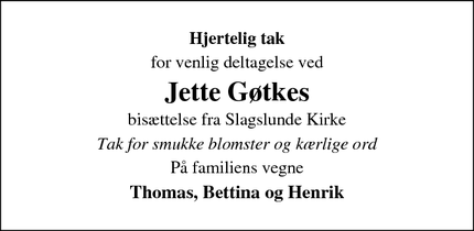 Taksigelsen for Jette Gøtke - Stenløse