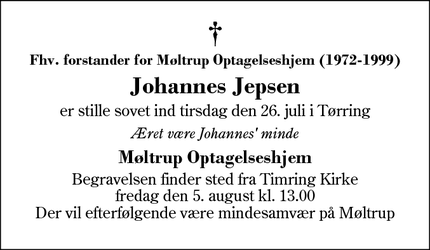 Dødsannoncen for Johannes Jepsen - ?